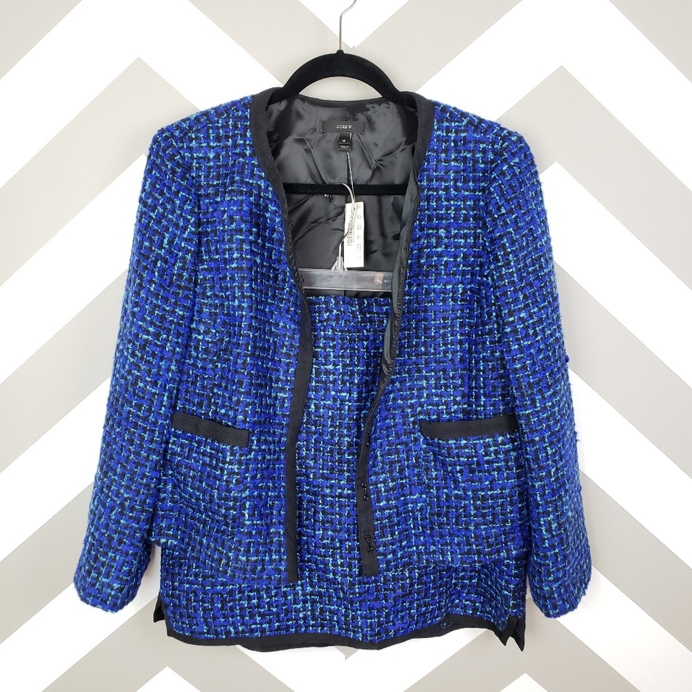 J Crew Blue Blazer Jacket & Skirt Suit Size 12 NEW